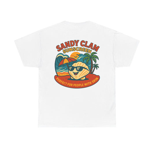 Sandy Clam Graphic Tee, Fun Beach Shirt, Unisex T-Shirt, Summer Apparel, Vacation Gift, Sun Protection Tee, Gift for Beach Lovers