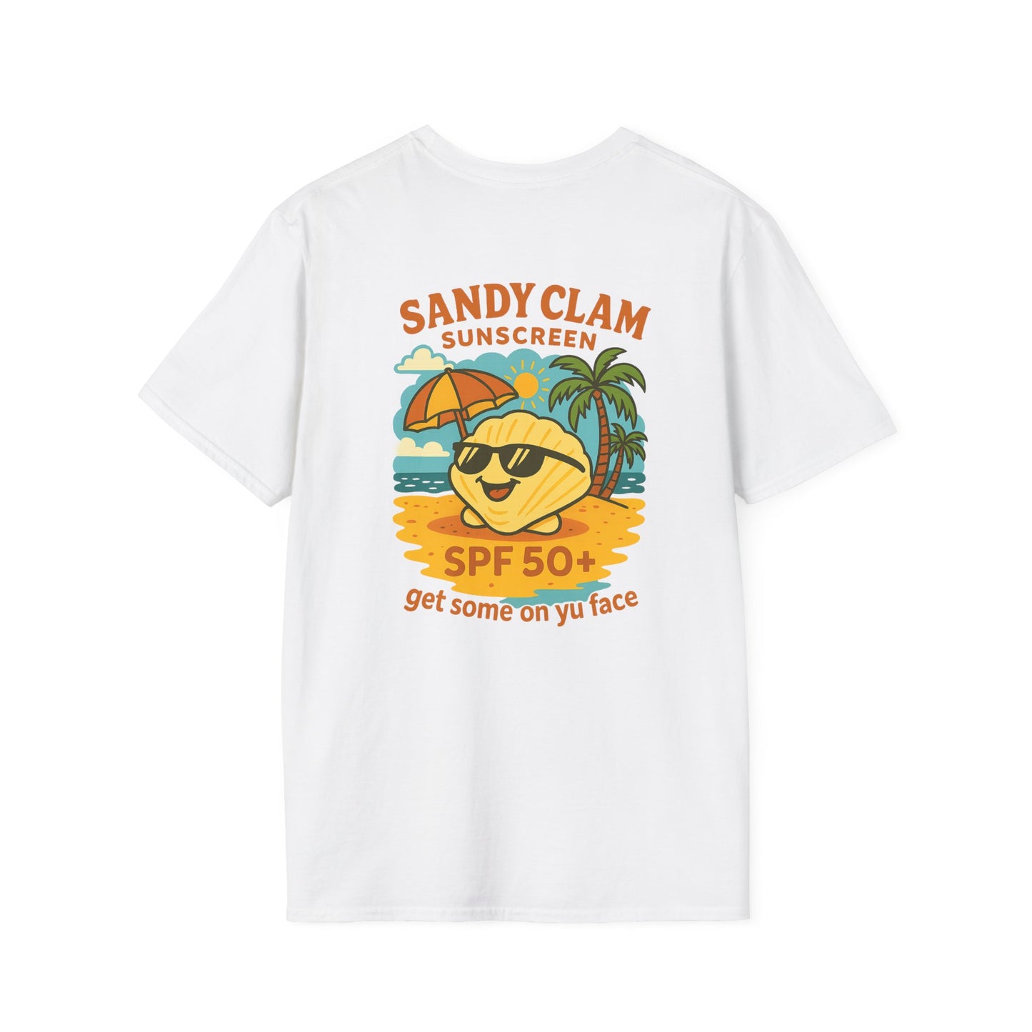 Sandy Clam T-Shirt, Beachwear, Summer Apparel, Funny Tee, Vacation Shirt, SPF Sun Protection, Gift for Beach Lovers