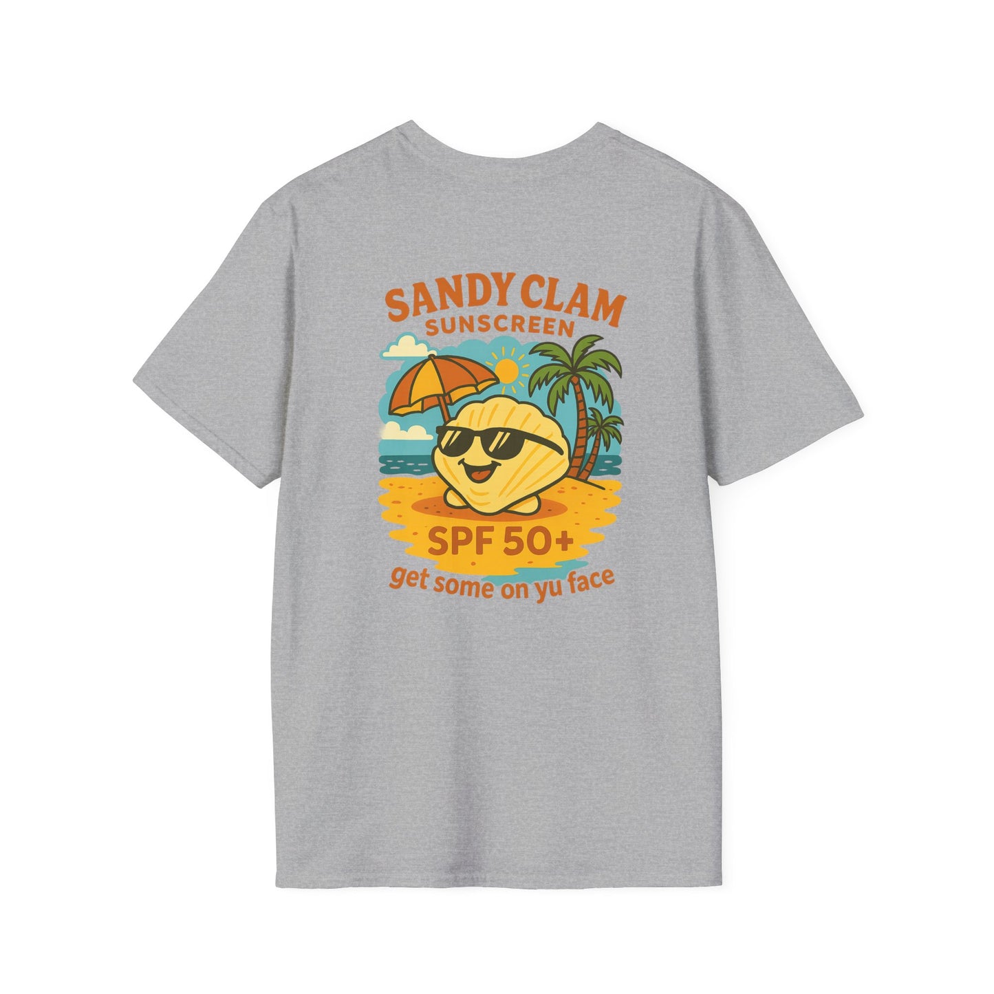 Sandy Clam T-Shirt, Beachwear, Summer Apparel, Funny Tee, Vacation Shirt, SPF Sun Protection, Gift for Beach Lovers