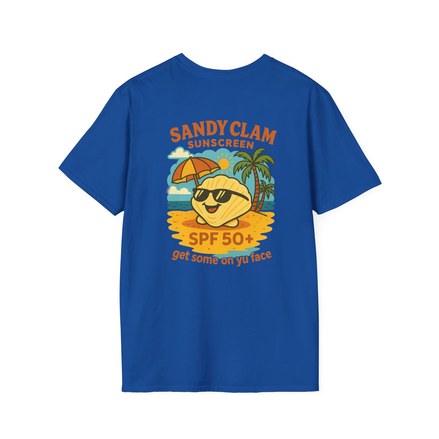 Sandy Clam T-Shirt, Beachwear, Summer Apparel, Funny Tee, Vacation Shirt, SPF Sun Protection, Gift for Beach Lovers